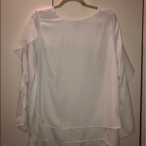 Long Sleeve White Ruffle Shirt Women’s Medium - Picture 2 of 4